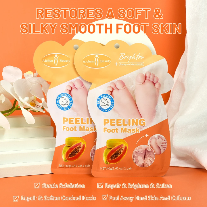 Aichun Beauty Peeling Foot Mask (1 Pair) – Papaya & Niacinamide