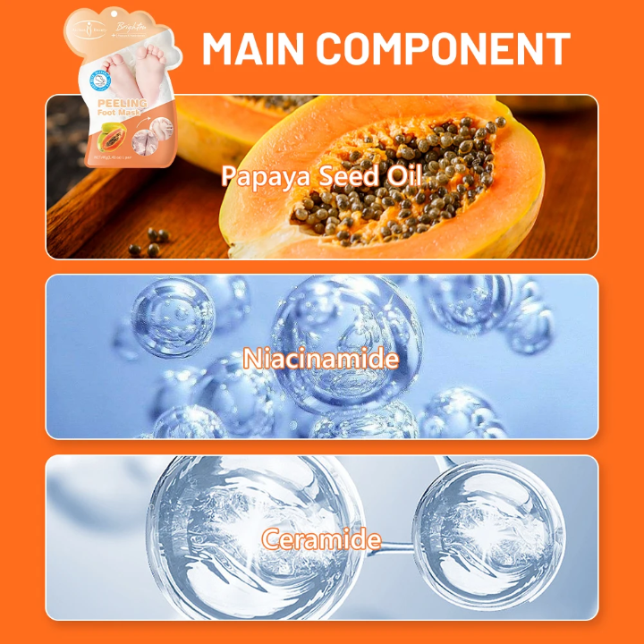 Aichun Beauty Peeling Foot Mask (1 Pair) – Papaya & Niacinamide