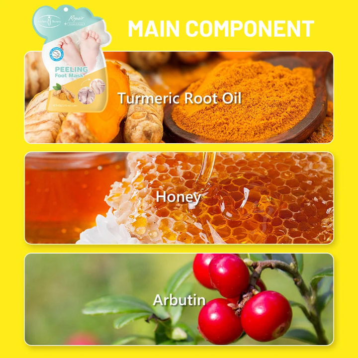 Aichun Beauty Peeling Foot Mask (1 Pair) – Turmeric & Honey