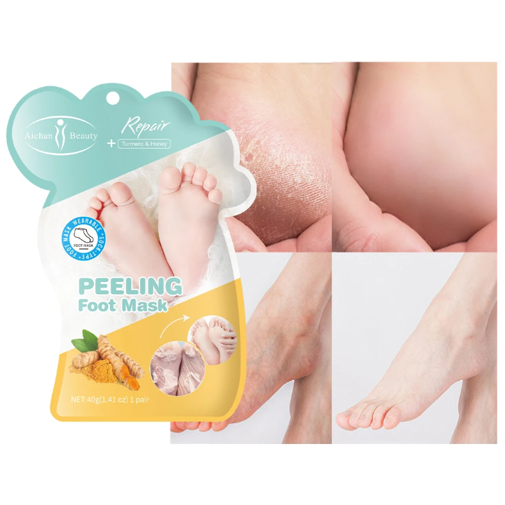 Aichun Beauty Peeling Foot Mask (1 Pair) – Turmeric & Honey