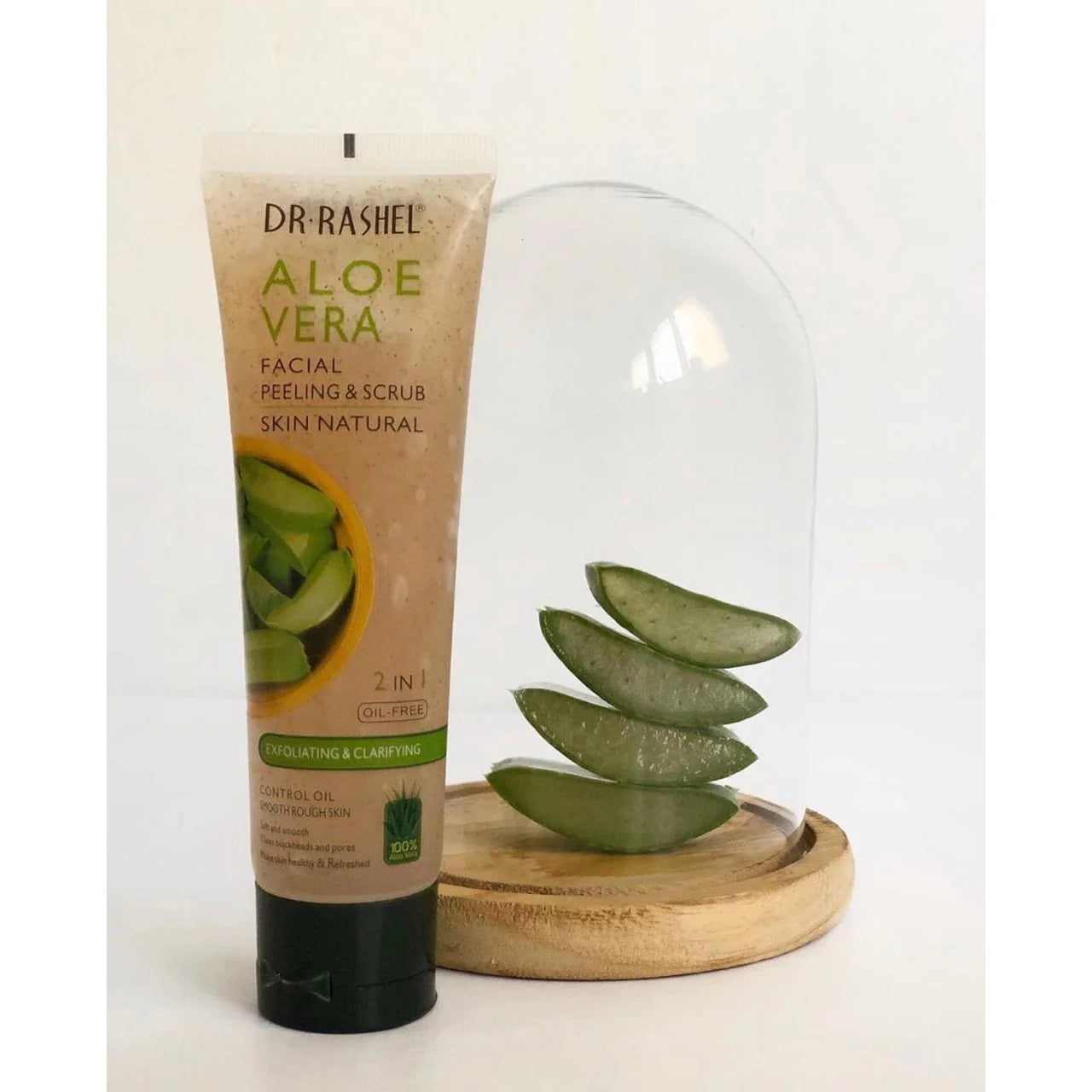 Dr. Rashel Aloe Vera Facial Peeling & Scrub Skin Natural 2 in 1 Oil-Free Exfoliating & Clarifying