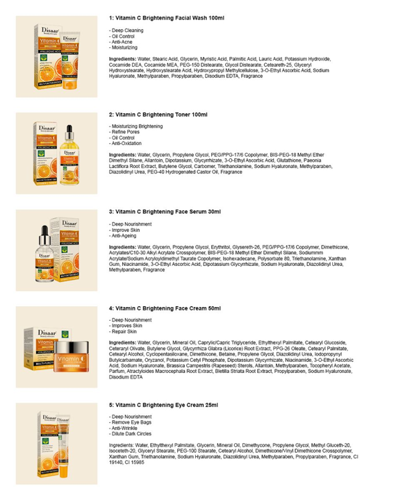 Disaar Vitamin C Facial Skin Care 5 Piece Set