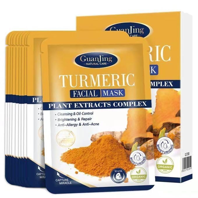 GuanJing Turmeric Facial Sheet Mask – 10 × 25ml