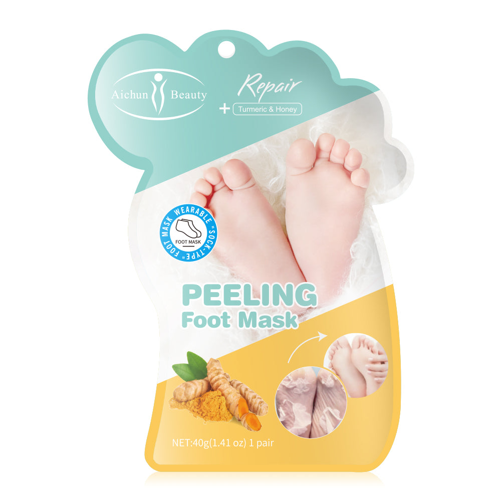 Aichun Beauty Peeling Foot Mask (1 Pair) – Turmeric & Honey